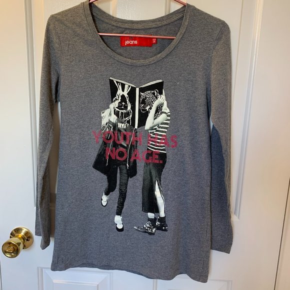 Grey Long Sleeve Cartoon Shirt - Picture 1 of 5